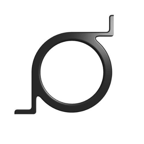 black gauge bracket with 90 degree angle on white background